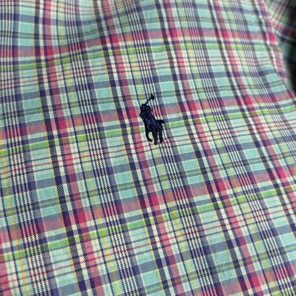 Ralph Lauren Spring Pastel Plaid Long Sleeve Button Down Cotton Shirt‎ Medium